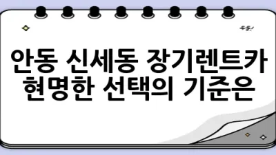 안동 신세동 장기렌트카, 현명한 선택의 기준은? 🚗✨