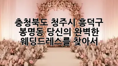 충청북도 청주시 흥덕구 봉명동, 당신의 완벽한 웨딩드레스를 찾아서 ✨💍